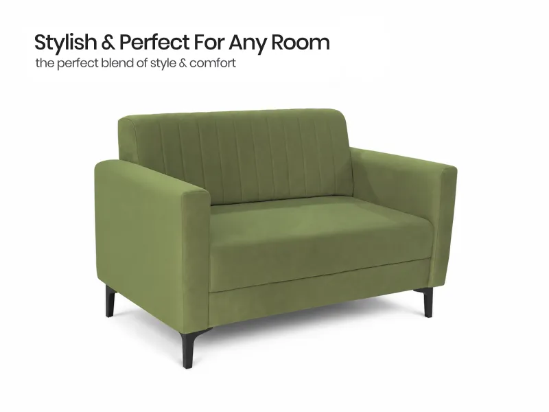 Tulip Upholstered Sofa Set In Olive Color
